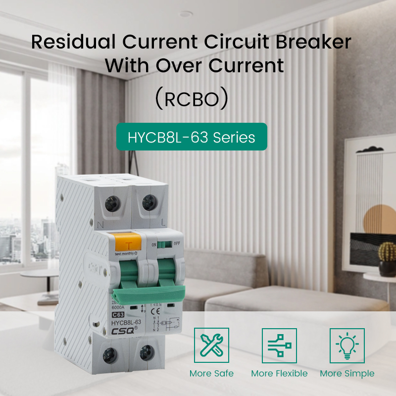 HYCB8L-63 Series RCBO Residual Current Circuit Breaker with Over Current